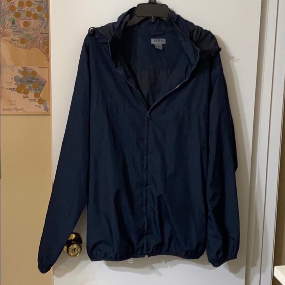 IZOD windbreaker size L navy blue